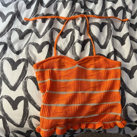 SHEIN striped ruffle hem halter top - Picture 1 of 3